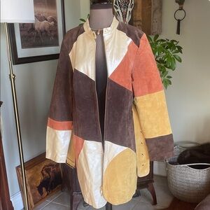 Colorblock Suede Patchwork Coat